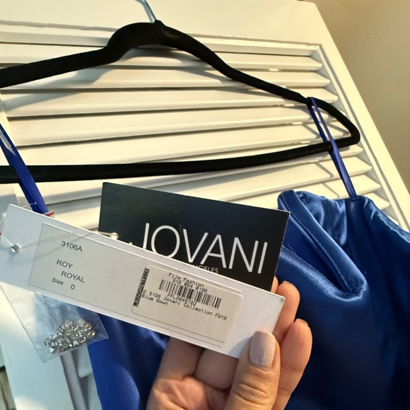 Jovani Royal Blue Satin Slip Dress